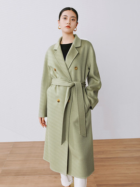 大玛拉1018*01双面呢全羊绒水波纹羊毛羊绒大衣女