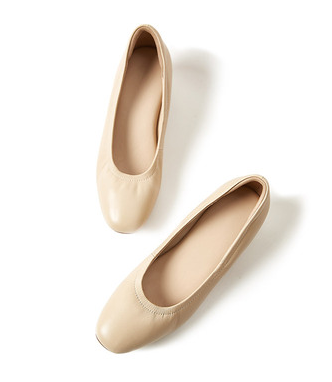 浅口圆头羊皮软底方跟单鞋通勤女