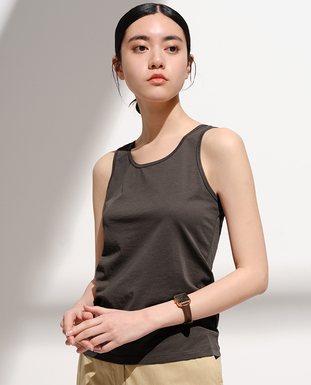 四季不停顿高支匹马棉小U领tank背心